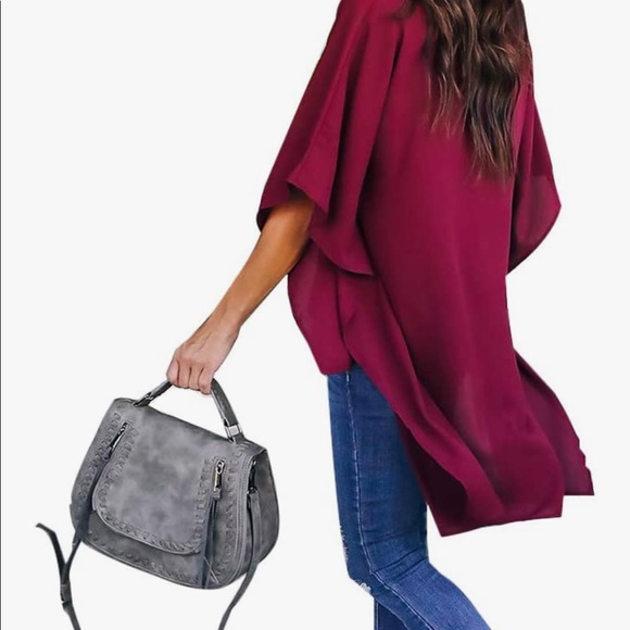 Joteisy (Amazon)- Black V-Neck High Low Hem Blouse - Picture 2 of 7